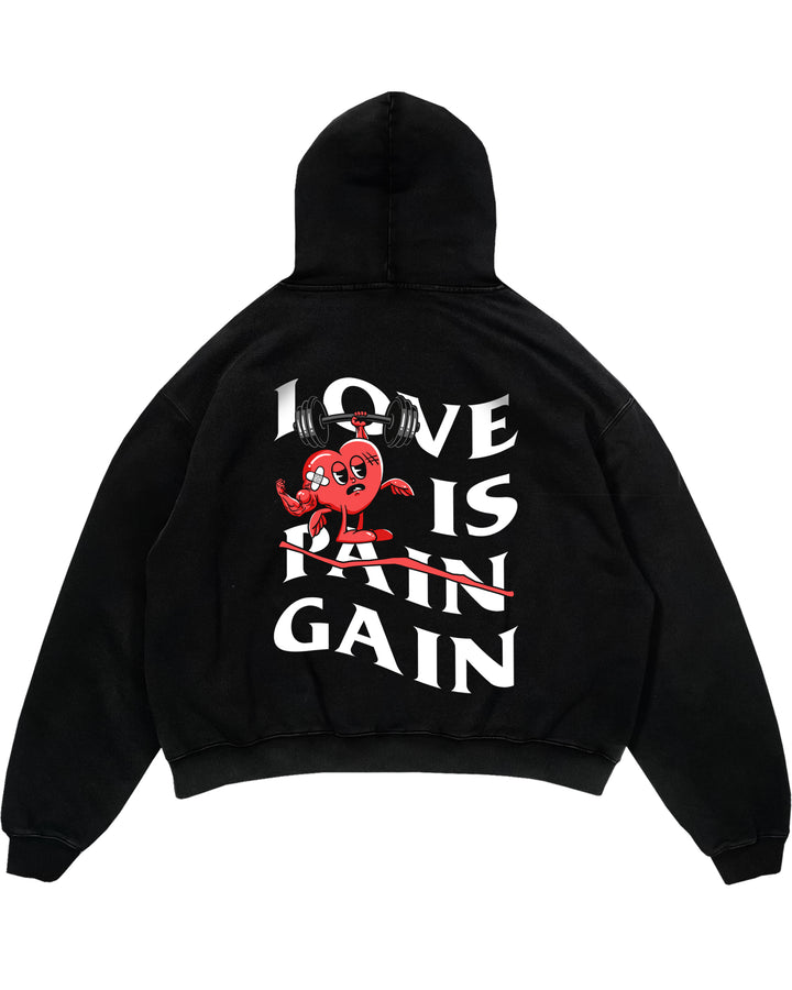 Love is Gain sudadera con capucha extragrande (espalda estampada)